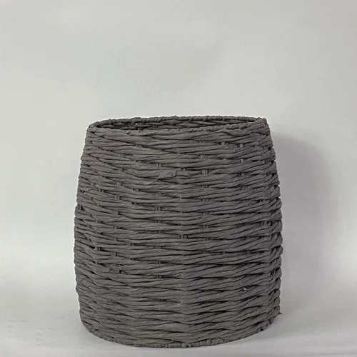 Round Gray Woven Waste Basket - BSKT87