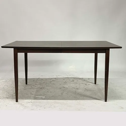 Extendable Dark Walnut Rectangle Dining Table with Tapered Legs