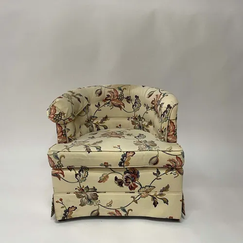 Beige Floral Barrelback Arm Chair - SEB354