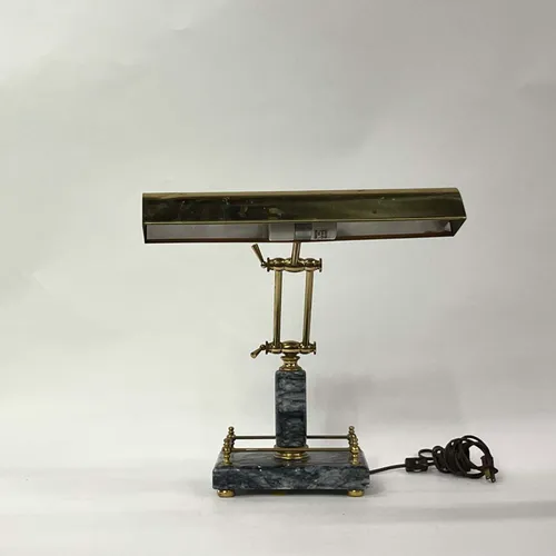 Vintage Gray Marble & Brass Desk Lamp - LI52