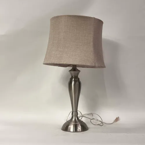 Silver Nickel Table Lamp with Gray Shade - LI208