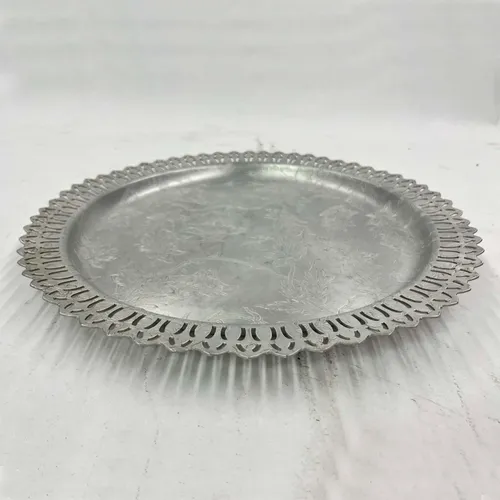 Silver Plated Floral Pattered Serving Tray - TR488