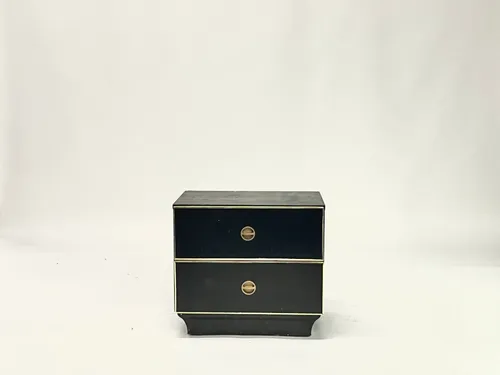 Black Lacquer & Gold 2-Drawer Nightstand