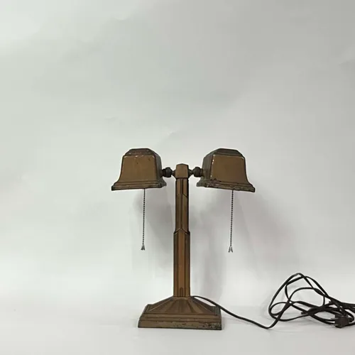 Antique Bronze 2-Light Table Lamp with Pull Cord - LI32