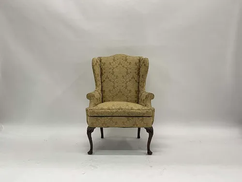 Gold Damask Wingback Chair