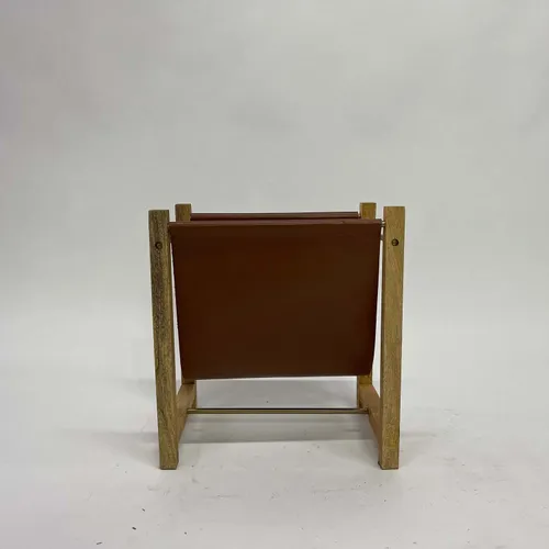 Leather & Wood Magazine Stand - DEB494