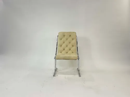 Daystrom Tubular Chrome Tufted Suede Armless Chair