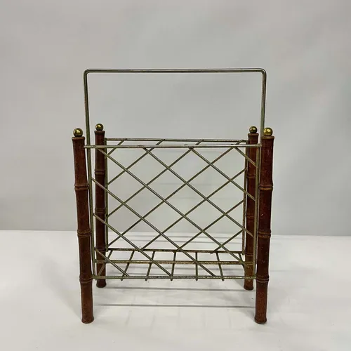 Wood & Gold Metal Magazine Rack - DEB307