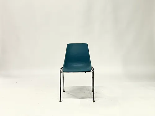 Teal Plastic & Chrome Stacking School Chair