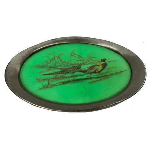 Vintage Green & Silver Duck Decorative Plate - TR489