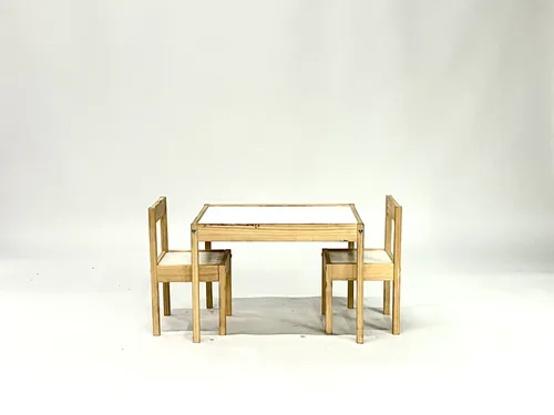 White & Pine Childrens Table and Chairs