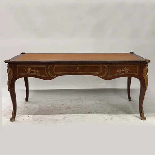 Antique French Louis XV Style Wood Desk with Gold Details - TA22896