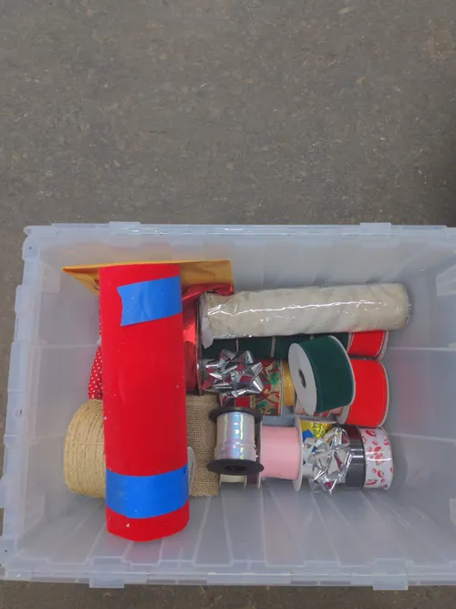 Container of Assorted Ribbon & Gift Tags