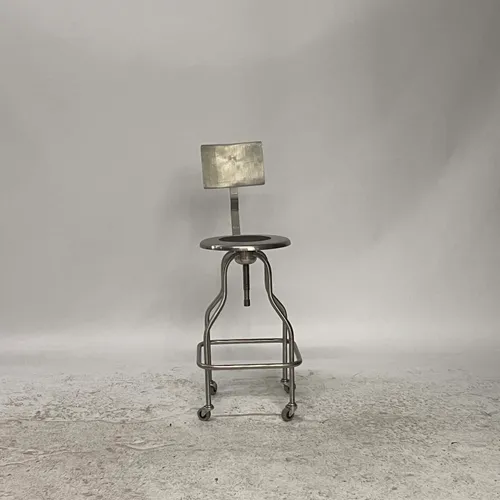 Silver Metal Adjustable Bar Stool with Casters - SE3040