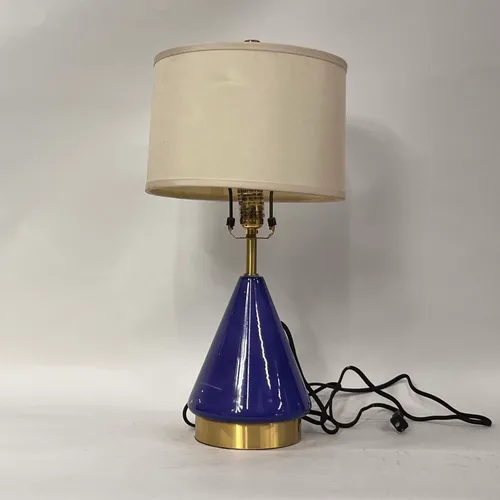 Royal Blue & Brass Cone Base Table Lamp - LI235