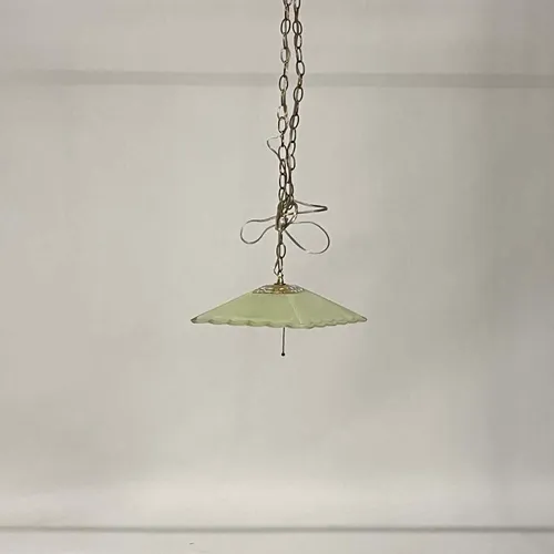 Vintage Mint Green Glass & Brass Pendant - LI435