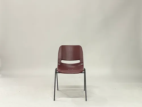 Plastic Burgundy Stacking School Chair with Metal Legs