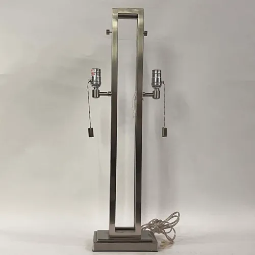 Modern Silver Rectangle 2-Light Table Lamp - LI291