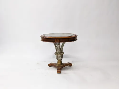 Regency Glass Top Gilded Walnut Side Table
