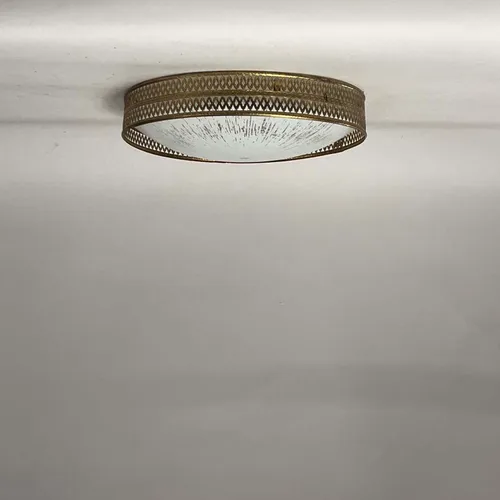 Perforated Brass & White Glass Flushmount Ceiling Light - LI539