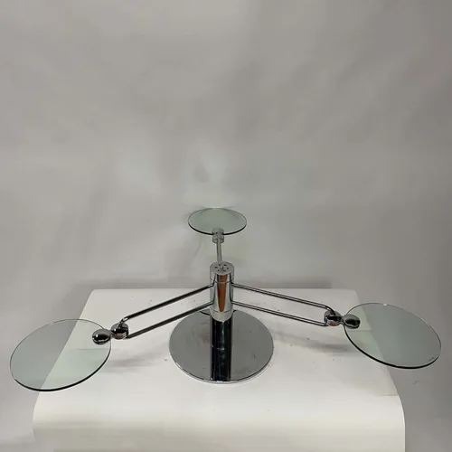 3-Arm Glass & Chrome Swivel Coffee Table - TAB378