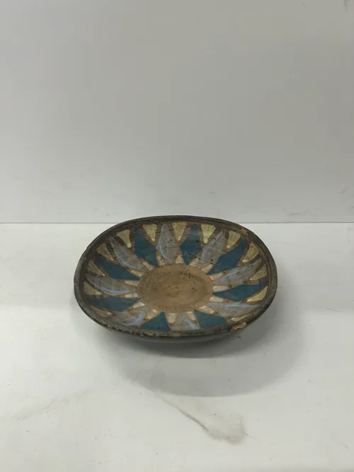 Ceramic Bowl with Yellow and Blue Sun Design