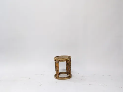 Bamboo & Rattan Intricate Woven Side Table