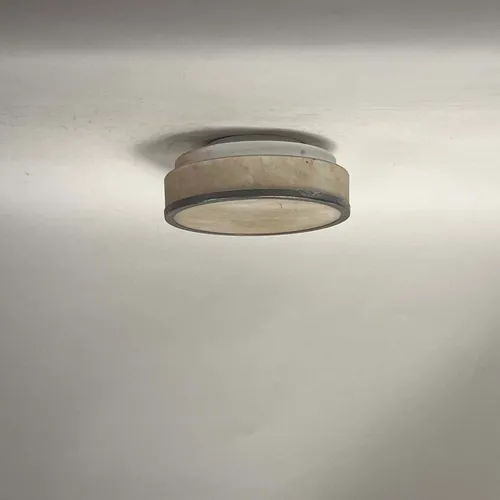 Circular White Ceiling Light with Silver Edge - LI496