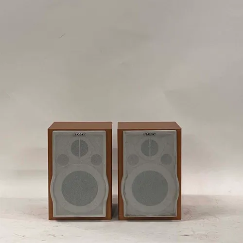 Wooden Sony Speaker Set with Gray Mesh - MO22858