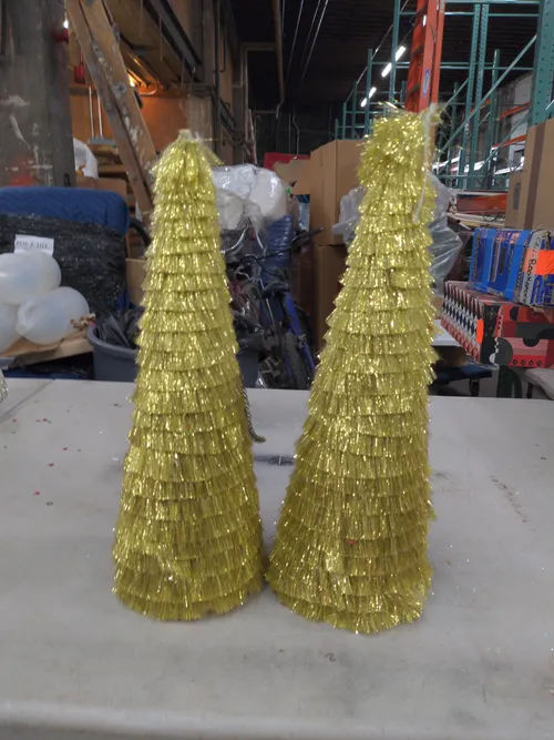 Gold Tinsel Tabletop Christmas Tree