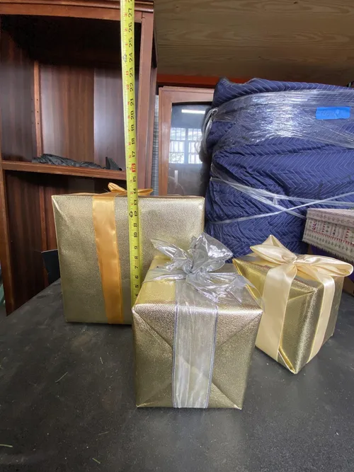 Textured Gold Wrapped Presents- Set of 3