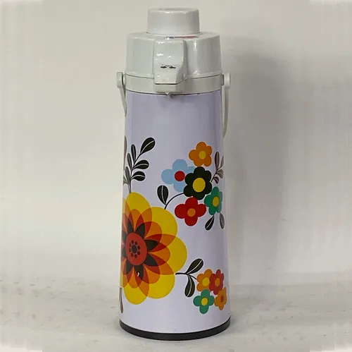 1970's Flower Power King Size Air Pump Thermos - KT146