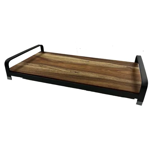 Narrow Wood Tray with Black Handles - TR426