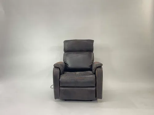 Brown Leather Plug-In Recliner Lounge Chair