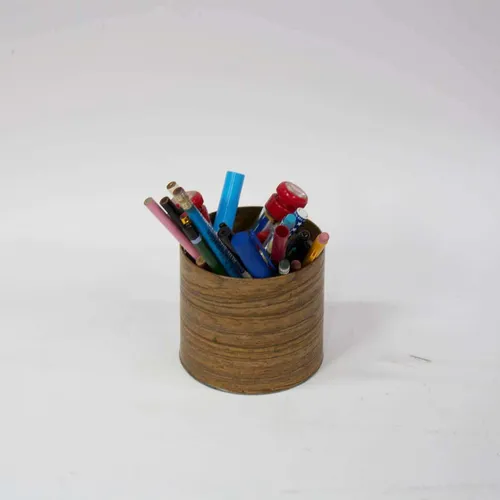 Faux Wood Metal Pen Cup - OFA511