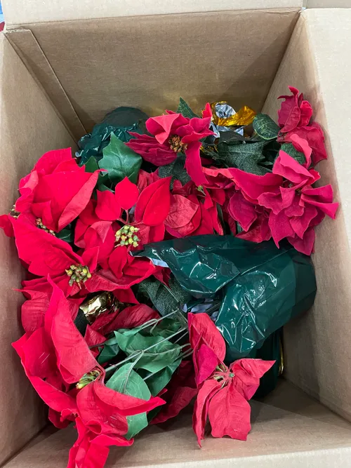 Faux Poinsettia Plants- green wrap