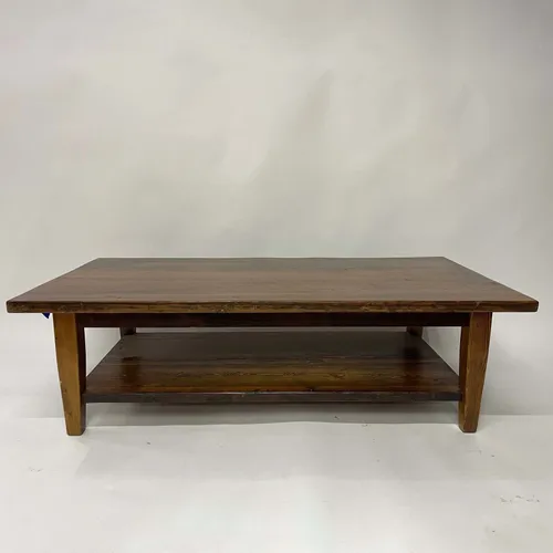 2-Tier Wood Slab Coffee Table - TAB360
