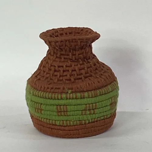 Green & Red Woven Yarn Vase Basket - BSKT58
