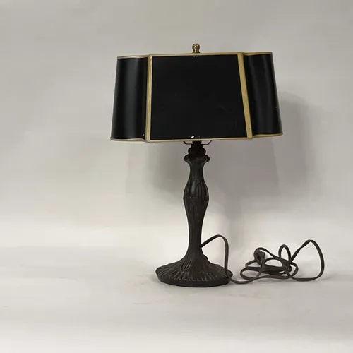 Black Metal Lamp with Black & Gold Shade - LI110