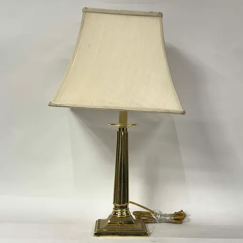 Polished Gold Candlestick Table Lamp with Cream Shade - LI82