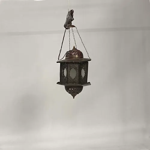 Antique Hexagonal Bronze Lantern Pendant - LI452