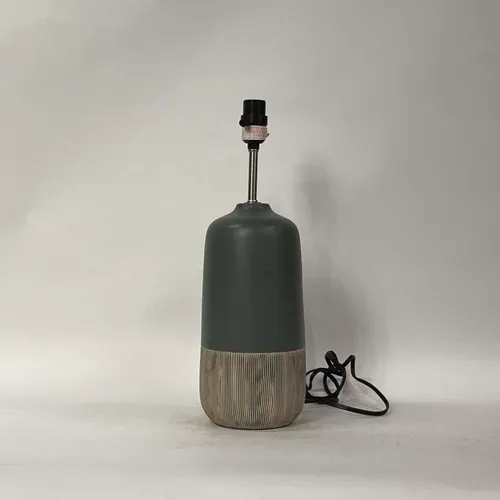 Modern Teal & Beige Ceramic Stripe Table Lamp - LI358