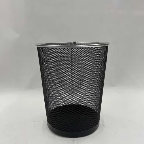 Black Mesh Trash Bin Silver Rim - DEB447
