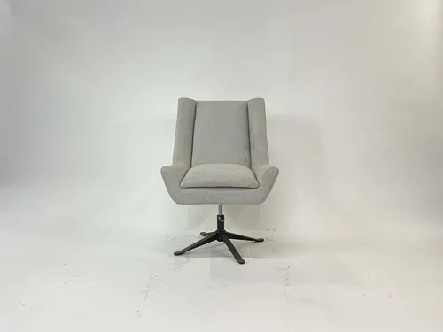 Light Gray Linen Contemporary Swivel Chair