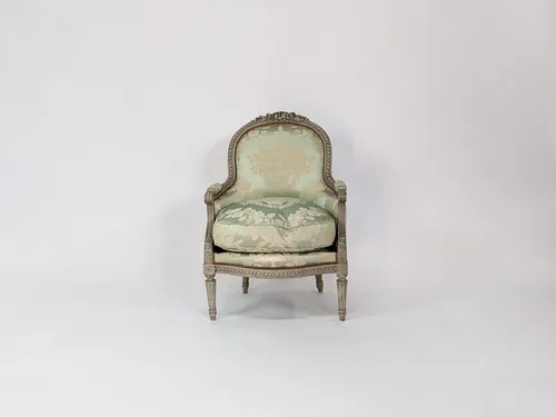 Mint Green Louis XV Bergere Lounge Chair