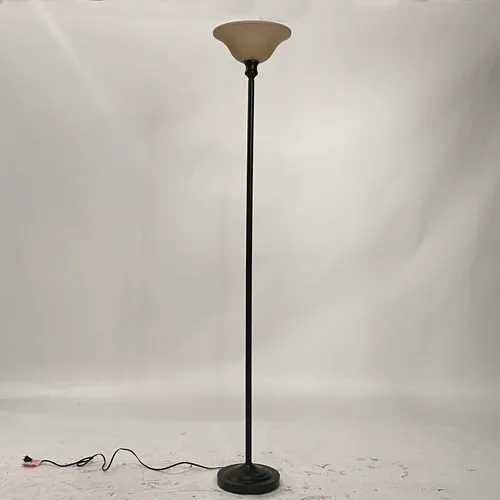 Black Torchiere Floor Lamp with Beige Glass Shade - LI380