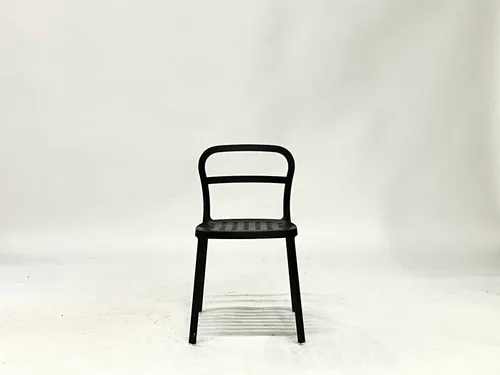 Black Metal Side Chair with Perforated Seat