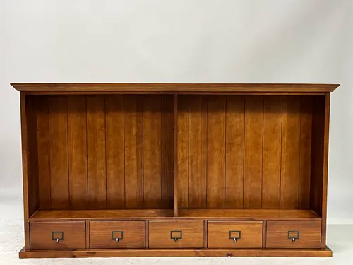 Wood Desk Hutch with 5 Card File Drawers