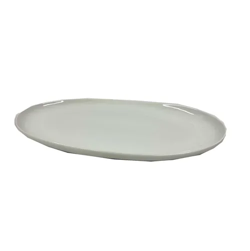 White Ceramic Oval Tray - TR438