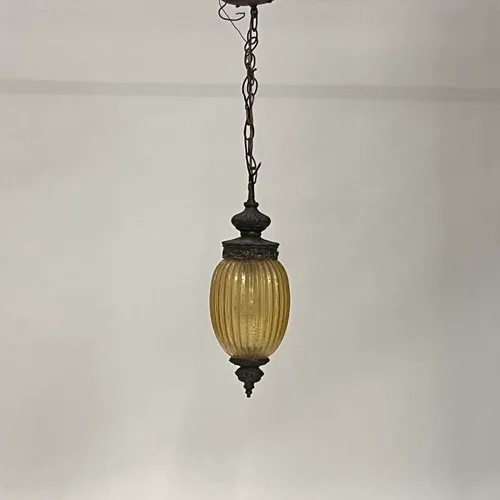 Antique Bronze & Yellow Glass Pendant - LI448